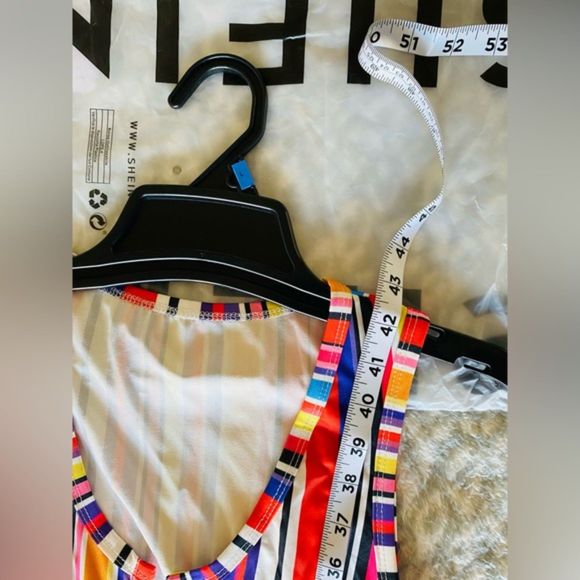 SHEIN Striped Notched Bodycon Dress Sleeveless Multicolor - Size L - Picture 9 of 11